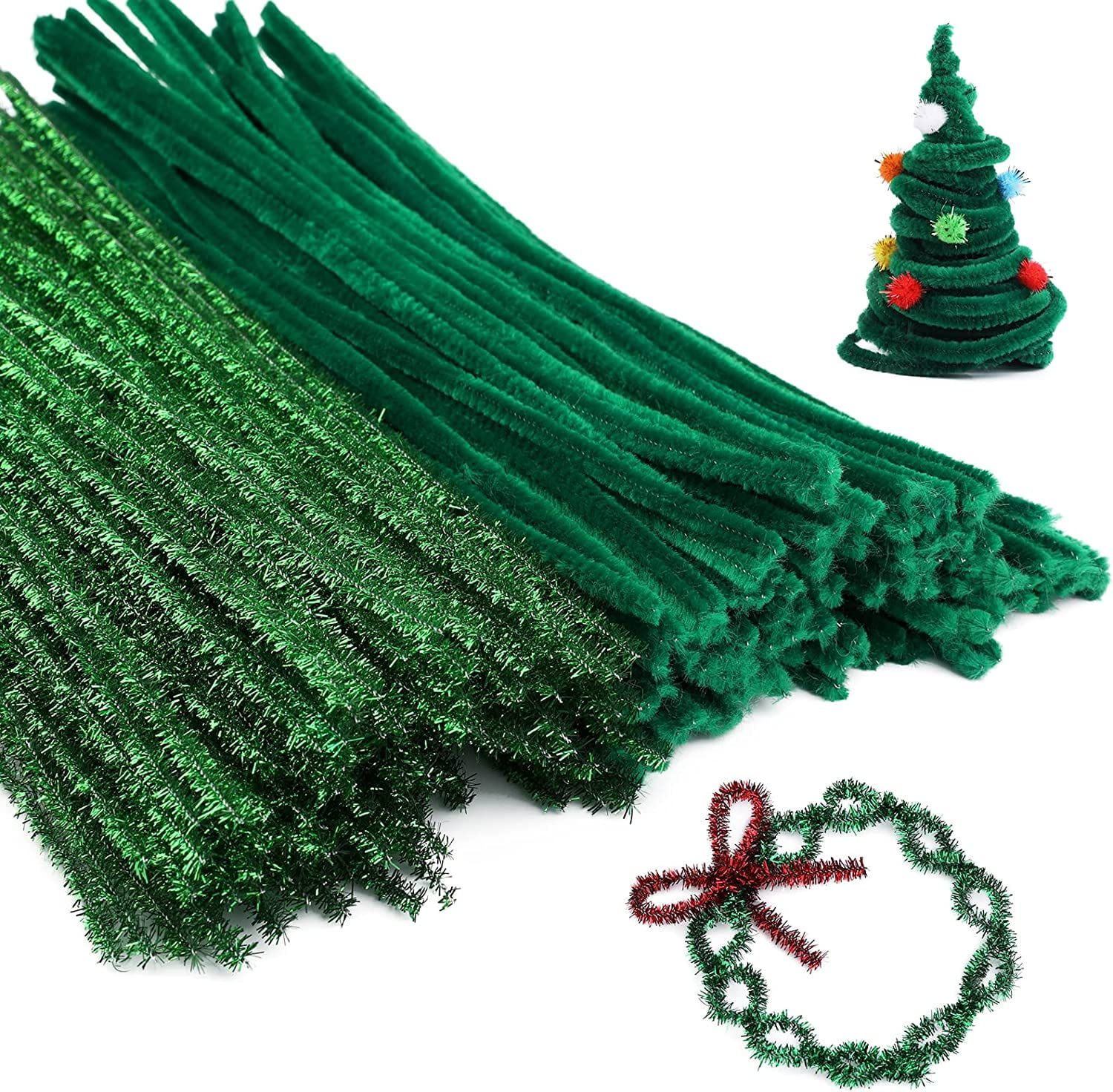 150 Pieces Christmas Pipe Cleaners Chenille Stem, Dark Green Craft Pipe  Cleaners,DIY Craft,Pipe Cleaners Bulk for Arts and Crafts, Xmas Home