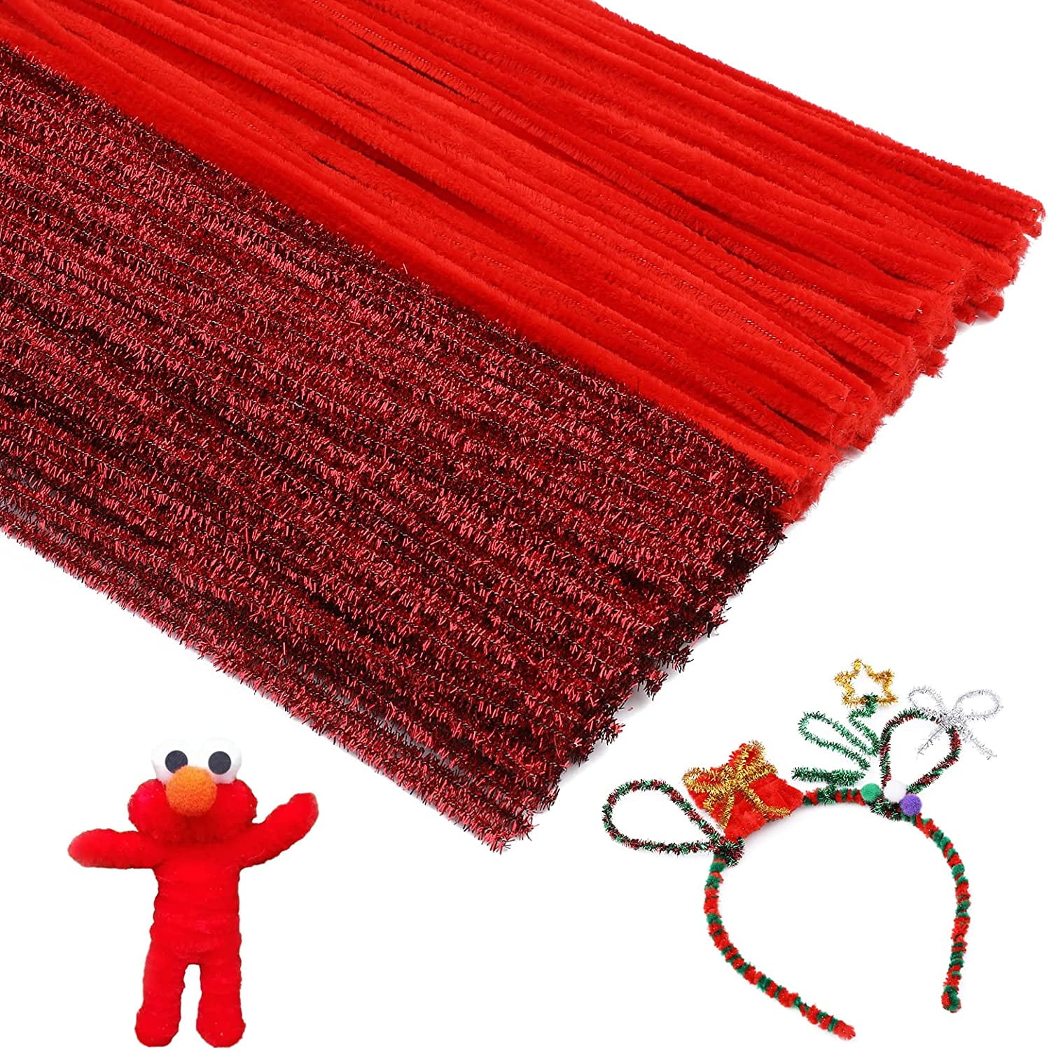 Red, Black, and White Pipe Cleaners, 12'' x 6 mm Diameter, Red / Burgundy, Craft Supplies from Factory Direct Craft