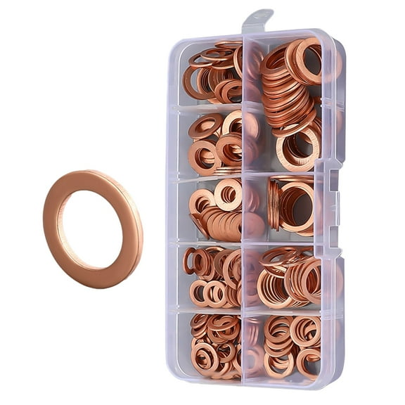 200 Pieces Copper Crush Washer Seal Kit Engine Oil Drain Seal O-Ring Gasket High Temperature Resistant Assortment For Automobile Marine And Generator Repair Copper O Ring For