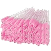 200 Pieces Disposable Eyelash Brush, Spoolies Brush Mascara Applicators Eyebrow Brushes Lash Extension Supplies - Pink
