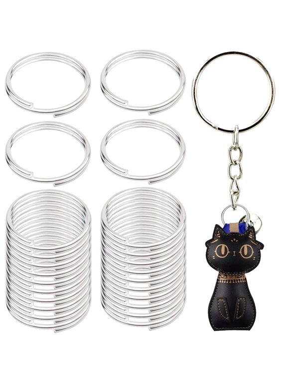 200 Pieces Double Loop Split Rings Round Closed Jump Rings Keychain Hoops Wire Ring Connectors for DIY Pendant Necklace Crafts Jewelry Making, Bright Silver16 mm