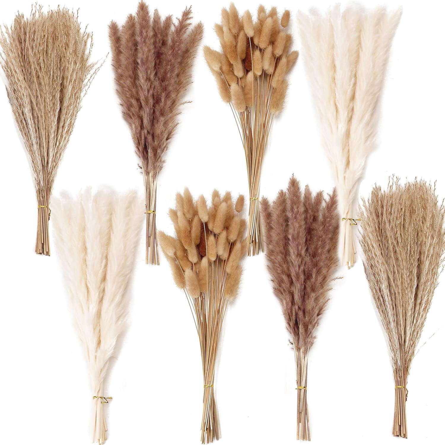 200 Pieces Dried Pampas Grass Flower Bouquet for Home, Wedding, Boho Farmhouse Decor – All Season Floral Vase Arrangements