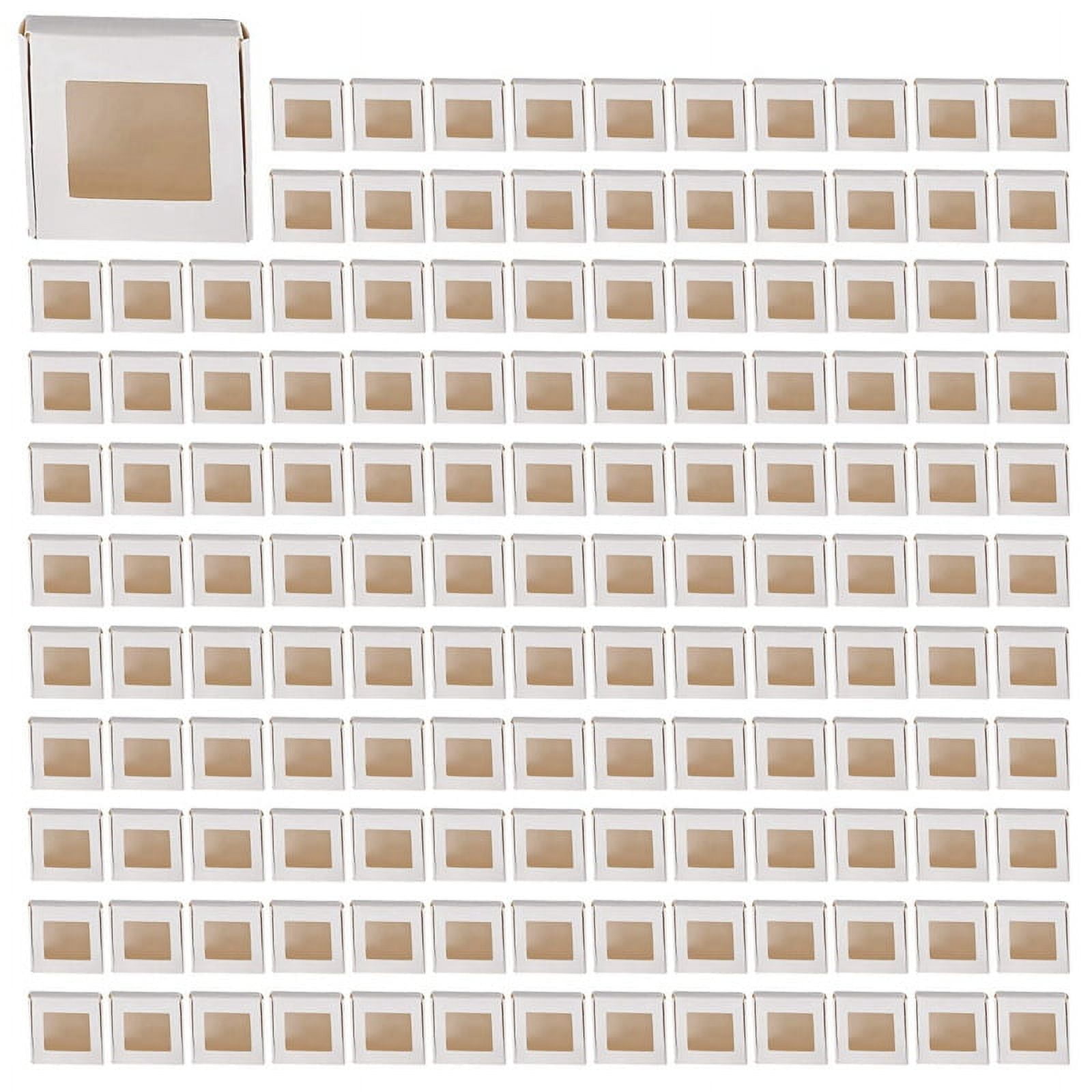 200 Pieces Mini Kraft Paper Box with Window Present Packaging Box Treat ...