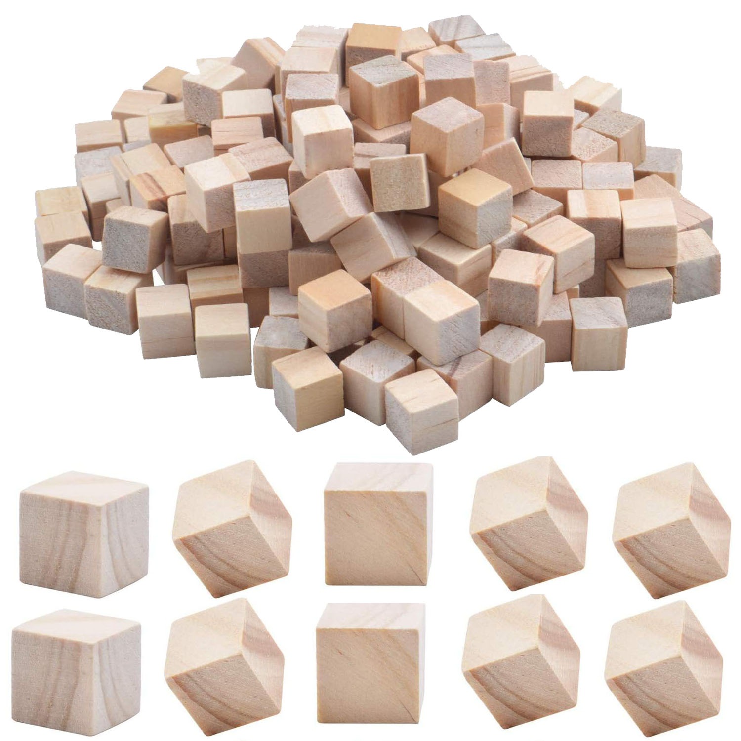 Square Blocks 200 Pieces Natural Square Wooden Blocks Unfinished Craft Wooden Squares ...