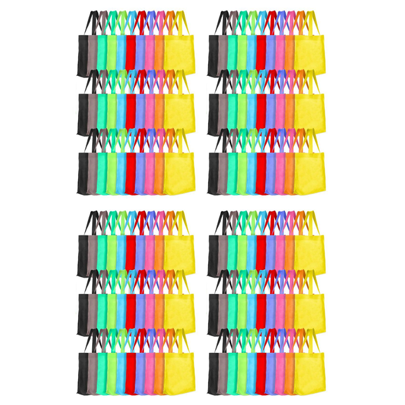 200 Pieces Non Woven Reusable Bags Multi Color Tote Gift Bags Colored Blank Tote Bags Bulk Fabric Grocery Bags,200 x Grocery Bag,Random Color