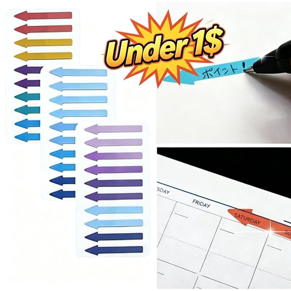 200 Pieces Page Markers Sticky Index Tabs, Sticky Notes, 5 Colors Arrow Shaped Bookmark Supplies Aesthetic, Writable and Repositionable File Tabs Flags for Reading Supplies (Bright Color Set)