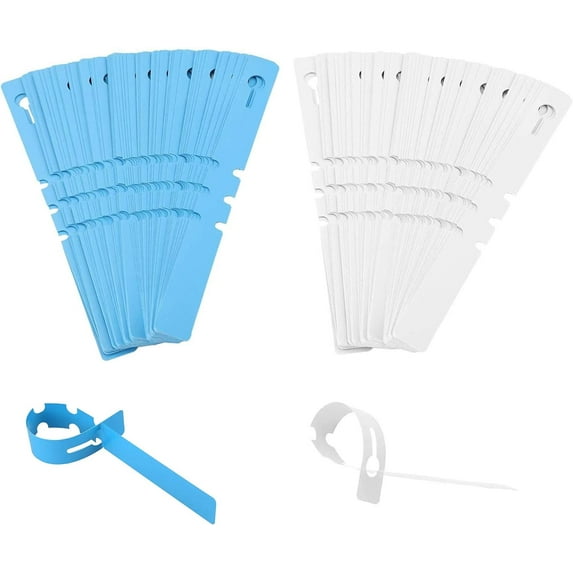 200 Pieces Plastic Garden Plant Labels, Plastic Garden Markers, Reusable and Waterproof Labels Multi-Colored Plastic Labels for Plants, Blue, White