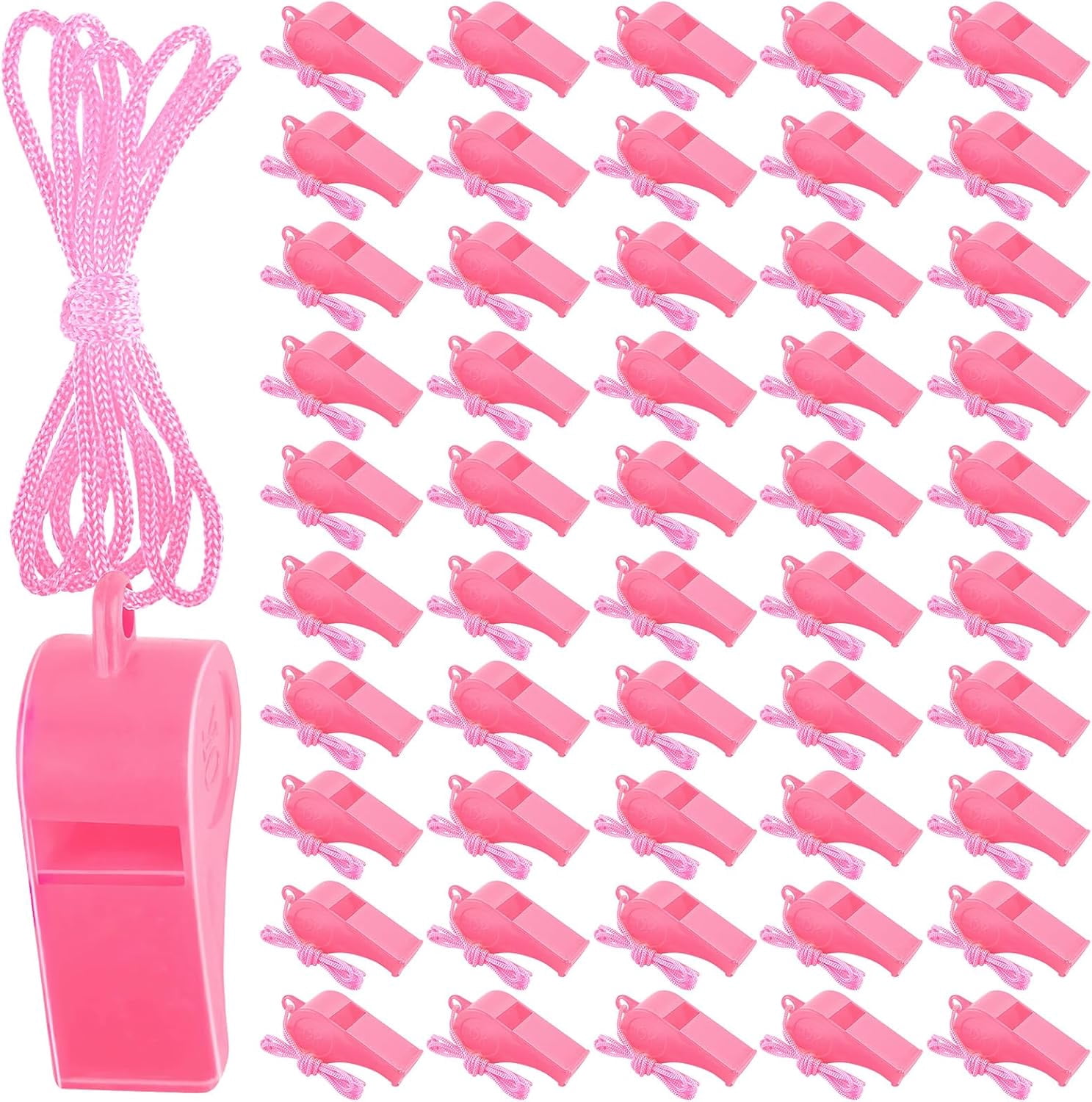200 Pieces Plastic Whistles with Lanyard Loud Whistles Emergency Whistles Bulk for School Trainning Outdoor Hiking Sports Coaches Teacher Referees Whistle