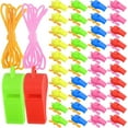 thumbnail image 1 of 200 Pieces Plastic Whistles with Lanyard Loud Whistles Emergency Whistles Bulk for School Trainning Outdoor Hiking Sports Coaches Teacher Referees Whistle, 1 of 6