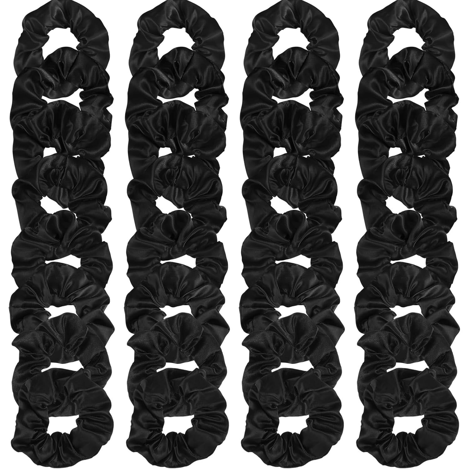 200 Pieces Satin Hair Scrunchies Bulk for Ponytail Holder Solid Color Satin Hair Tie Hair Elastics Bands for Women Teens Birthday Gift(Black)