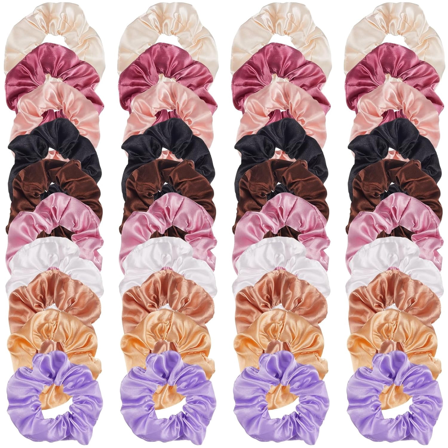 200 Pieces Satin Hair Scrunchies Bulk for Ponytail Holder Solid Color Satin Hair Tie Hair Elastics Bands for Women Teens Birthday Gift(Fresh Color)