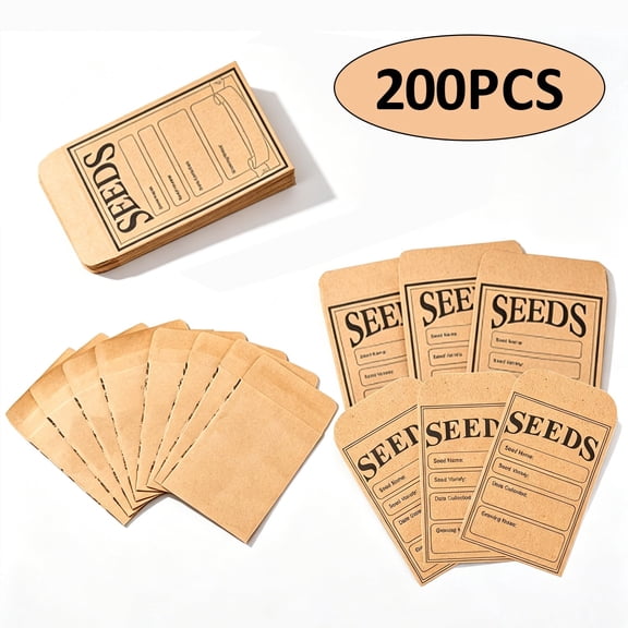 200 Pieces Seed Saving Envelopes, 3.15 × 4.72 Inch Kraft Sealing Seed Packets, Paper Storage Bags for Fruit Vegetable Seeds