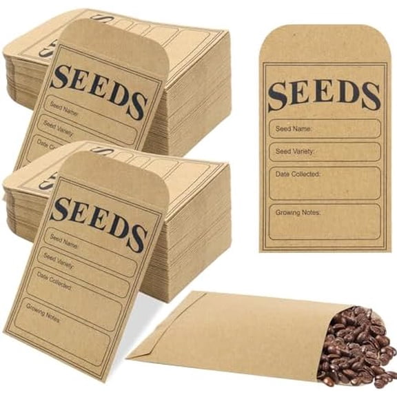 200 Pieces Seed Saving Envelopes, 3.2x4.8 Inch Seed Packets Envelope, Sealing Kraft Seed Packets Envelope for Fruit Vegetable$$Office