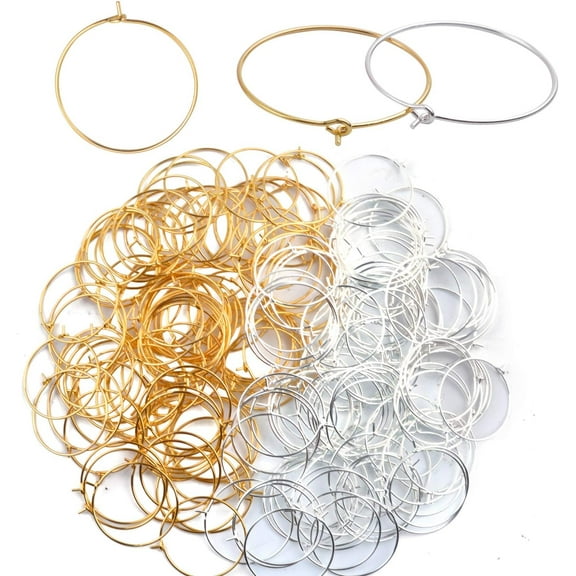 200 Pieces Silver and Golden Wine Glass Charm Rings Round Open Hoops Wine Glass Marker for Party Gathering Banquet (25mm)