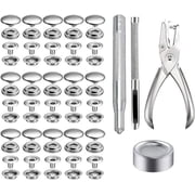 200 Pieces Stainless Steel Snap Fastener Kit, Heavy Duty Snap Button Press Stud Cap with Pliers and 2 Setting Tools for Marine Boat Canvas Bag Leather DIY Craft