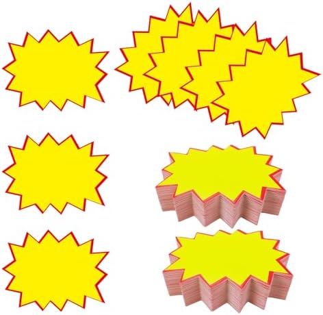 200 Pieces Star Burst Signs 2.75 x 2 Inch Blank Price Tags Burst Paper ...