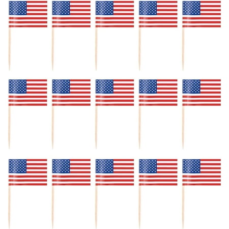 200 Pieces Toothpicks Flag Sticks, American Flags Cocktail Toothpick, Cupcake Toppers Picks for Party Decorations Supplies