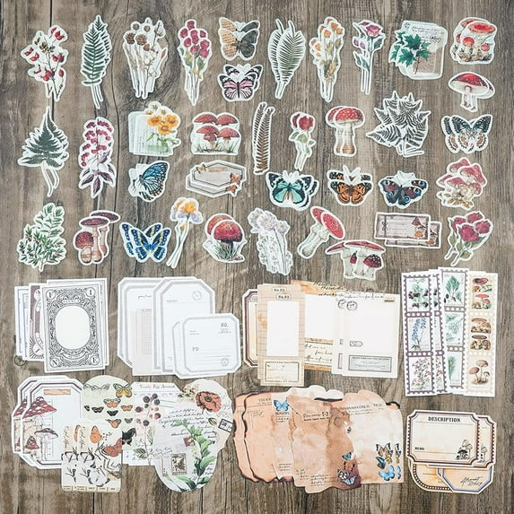 200 Pieces Vintage Scrapbook Supplies Pack for Art Journaling Bullet Junk Journal Planners DIY Paper Stickers Craft Kits Notebook Collage Album Aesthetic Cottagecore Picture Frames