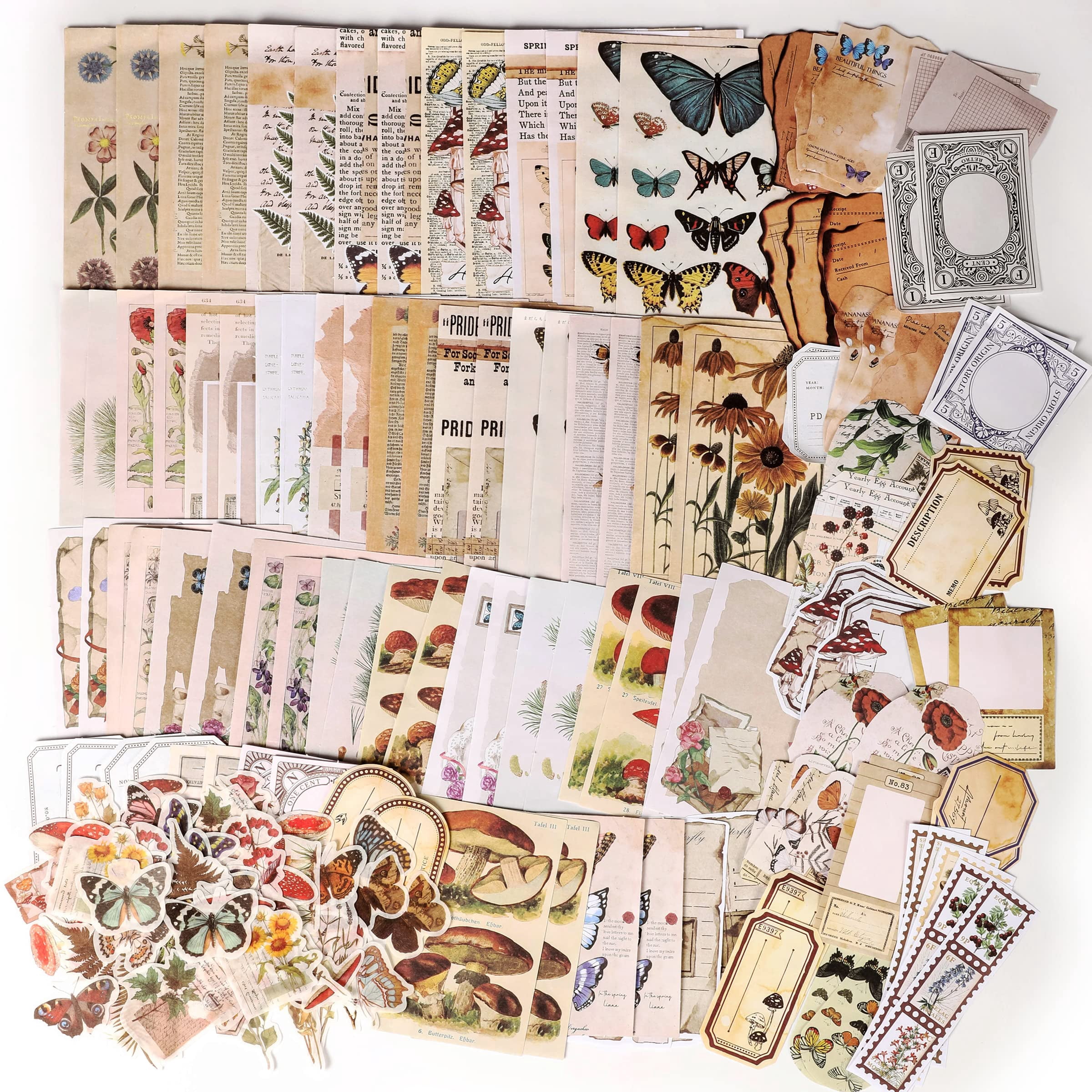 200 Pieces Vintage Scrapbook Supplies Pack for Junk Planners DIY Paper ...