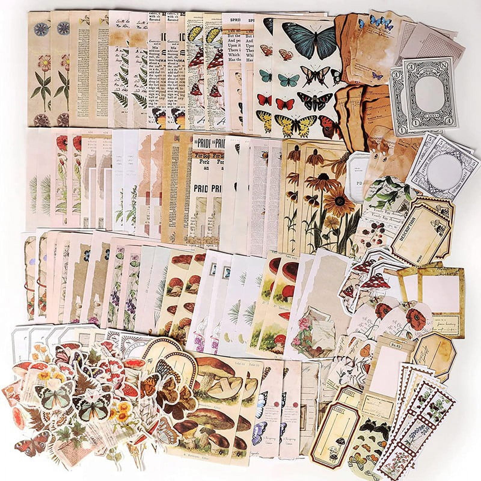 234 Pieces/4 Sets Junk Journal Pages Vintage Craft Paper Junk Vintage Paper  Journal Decorative Paper Diary Retro DIY Paper for Scrapbook Planner Diary