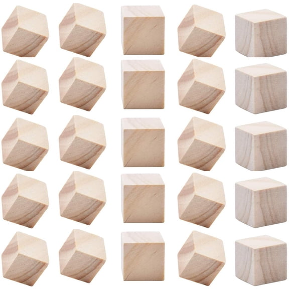200 Pieces Wooden Cubes,Natural Square Wooden Blocks Unfinished Craft Wooden Squares
