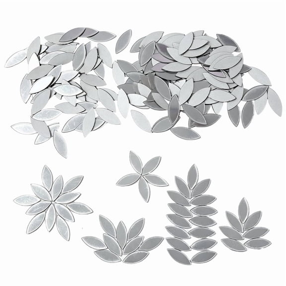 200 Pieces of Self Adhesive Leaf Acrylic Mirror Stickers, Silver Mini Mirror Decals for DIY Craft Wall Door and Home Decoration