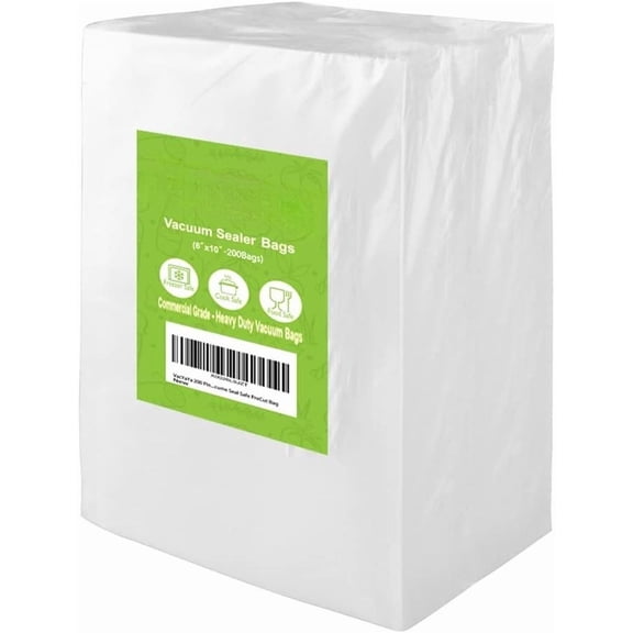 200 Pint Size 6 x 10 Inch Vacuum Sealer Freezer Storage Machine Bags for ,Vac Seal a Meal Bags with and Commercial Grade Sous Vide Vaccume Seal Safe PreCut Bag
