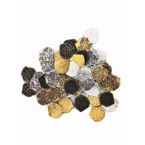 Seven Seas Pirates 200 Pirate Coins Toy Metal Gold and Silver Doubloons