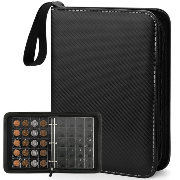 200 Pockets Coin Album, Coin Collecting Book for Collectors, PU Leather Coin Collection Holder, Coin Organizer Binder