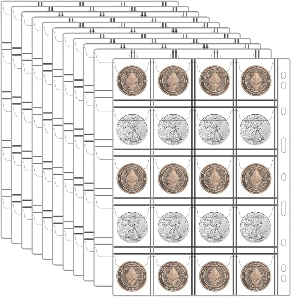 200 Pockets Coin Collecting Supplies, NOGIS 10 Sheets Coin Pages ...