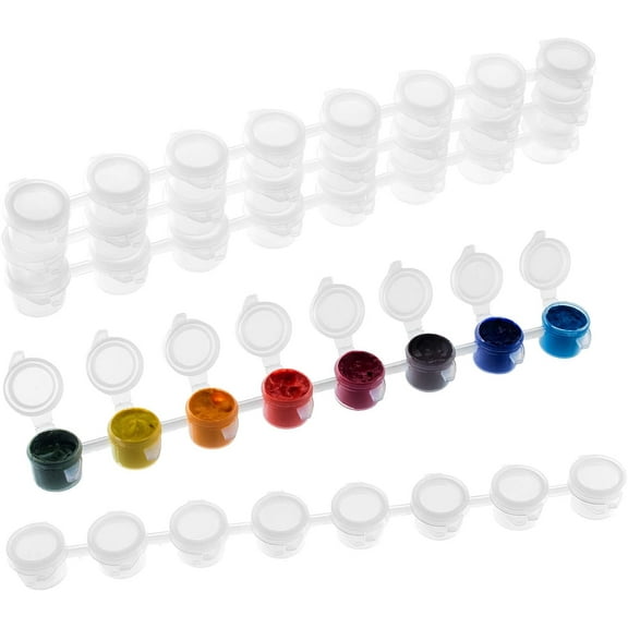 200 Pots Paint Pots Strips 3 ml/ 0.1 oz Mini Paint Pot Empty Paint Cups Crafts for Organizing Painterly Paint Classrooms Schools Paintings Art Festivals (8 Cups/Strip 25 Strips in Total) Plastic