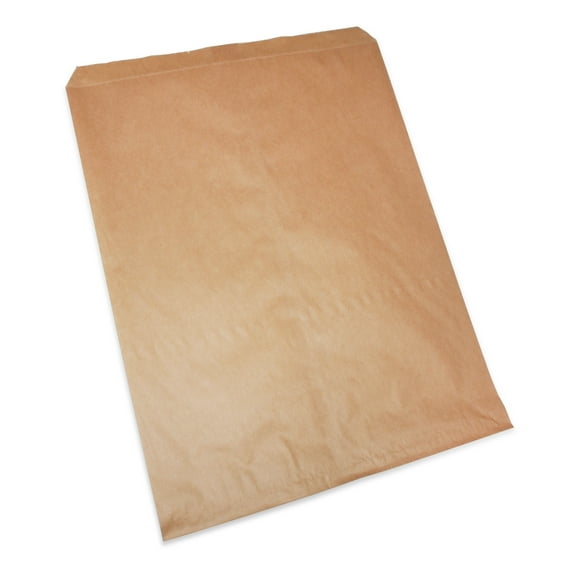 200 Qty 8.5" x 11" Decorative Flat Paper Gift Bags - Plain Brown Kraft Bags - for Sales/Treats/Parties Cookies/Gifts - N'icePackaging