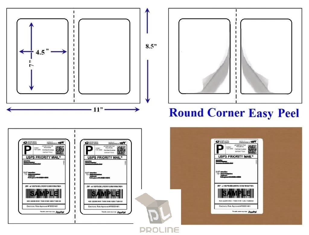 200 Quality Round Corner Perforated Shipping Labels 2 Per Sheet 7