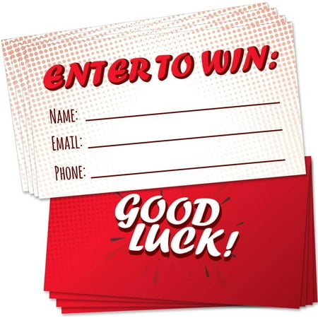 200 Red Raffle Tickets 3.5”x2” - Enter to Win Entry Form Cards for Giveaway Contest, Raffles, Ballot Box, 50/50, Auction and More - with Space for Name, Email Address and Phone Number Fields