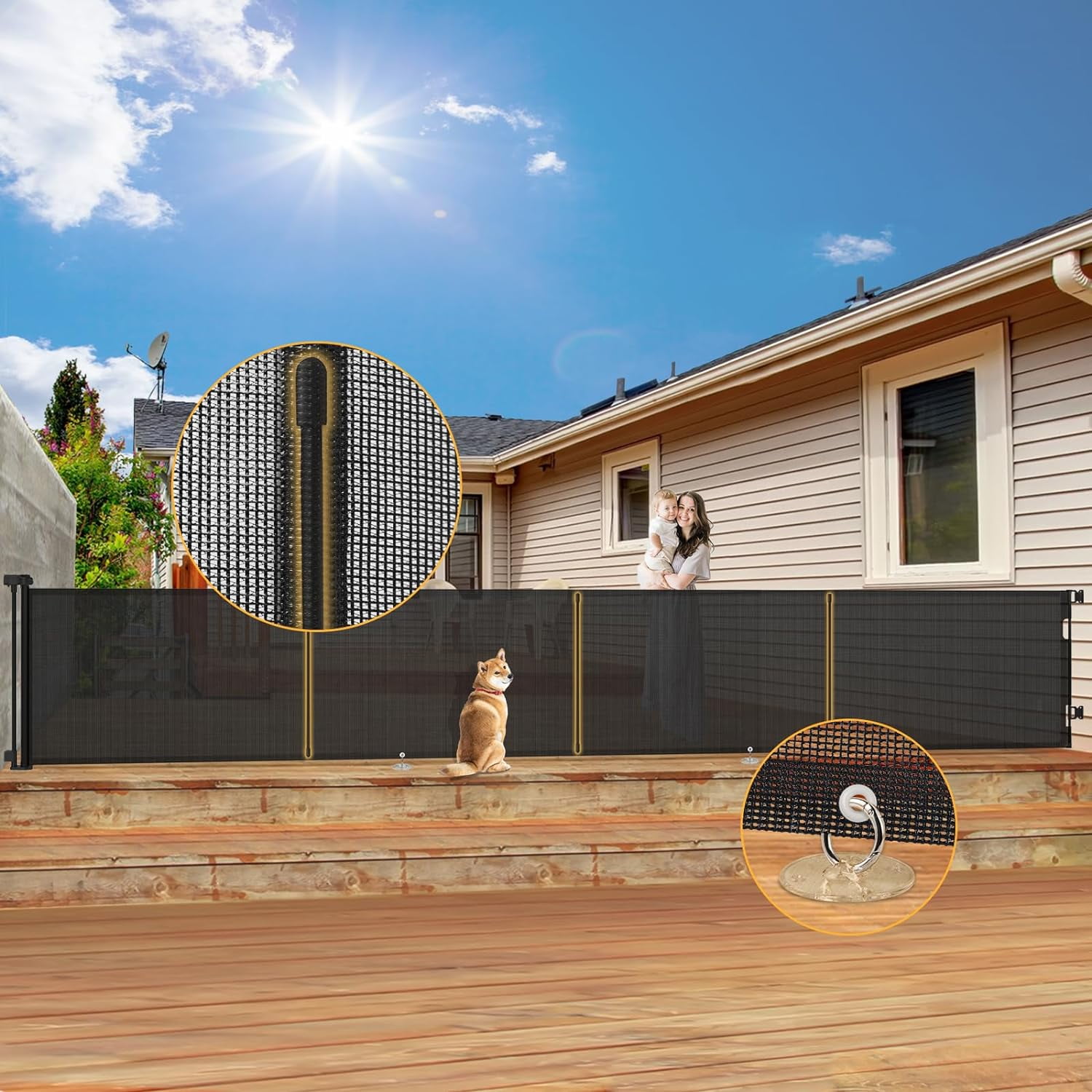 200'' Retractable Baby Gates Extra Wide,35" Tall Retractable Dog Gate