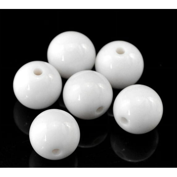 200 Round White Acrylic Beads 14mm Diameter with 2.4mm Hole