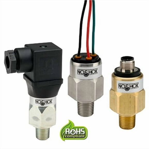 200 Series Mechanical Compact Pressure Switch, Brass Wetted Materials, Buna-N Diaphragm, 1 SPDT, NO/NC, 1/4" NPT Male, 15 psig to 75 psig (350 psig), Deutsch Integral 3-Pin (DT04-3P)