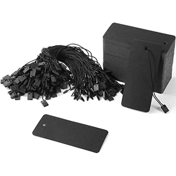 200 Set Clothing Tags Large Price Tags with String Gift Tags 3.5’’x1.6’’ Paper Hang Tags for Gift Clothes Arts and Crafts Display(Black) | Paper Hang Tag for Gift Clothes Arts and Crafts Display