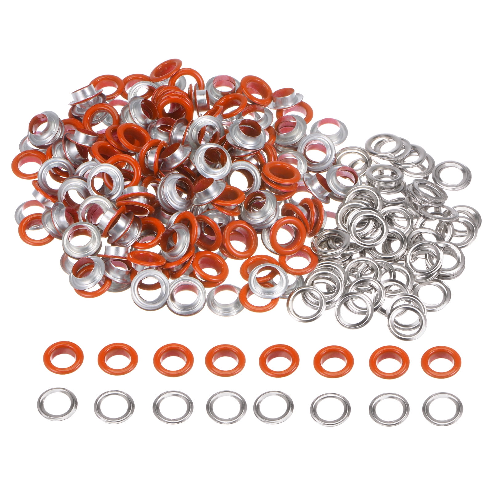 200 Set Round Grommets 10mm Dia Metal Eyelets with Washers for
