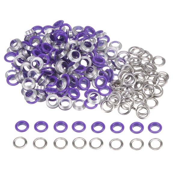 200 Set Round Grommets 10mm Dia Metal Eyelets with Washers for Scrapbooking Shoes Clothes Leather Canvas, Purple