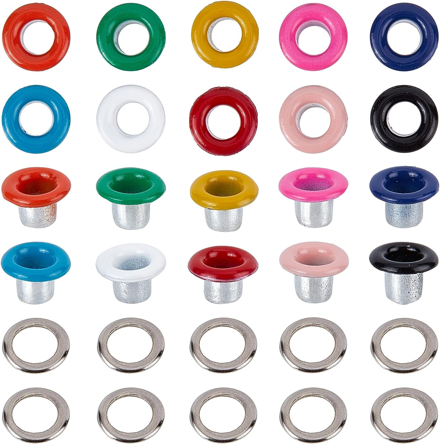 200 Sets 10 Colors Eyelets and Grommets 3MM Hole Self Backing Eyelet ...