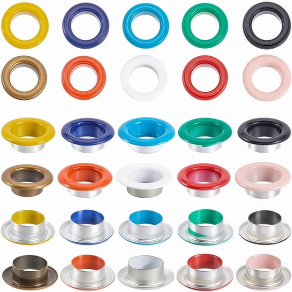 200 Sets 10 Colors Eyelets and Grommets 0.39 Inch Hole Self Backing Eyelet Mini Crop Metal Quicklet Grommets Kit with Washers