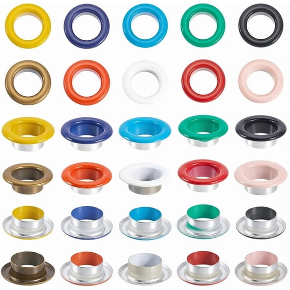 200 Sets 10 Colors Self Backing Eyelet 0.32 Inch Hole Metal Quicklet Grommets Kit Mini ID Grommets Eyelets with Washers for DIY Repairing Bead Cores Clothes Shoes Leather Canvas DIY Crafts