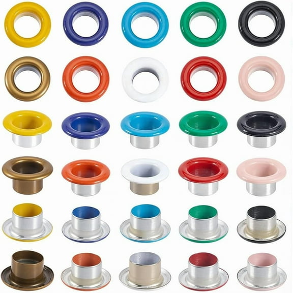 200 Sets 10 Colors Small Grommets Kit with Washers 0.24 Inch Hole ID Grommets Eyelets Self Backing Mini Crop A Dile Metal Eyelet for Repairing Bead Cores Clothes Leather Canvas DIY Crafts Colorful