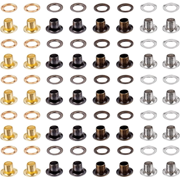 200 Sets 4 Colors Eyelets and Grommets 3MM Hole Self Backing Eyelet Mini Crop A Dile Eyelets with Washers