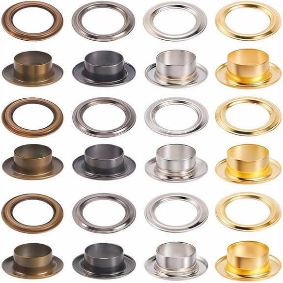 200 Sets 4 Colors ID Grommets Eyelets 0.39 Inch Hole Self Backing Eyelet Mini Crop A Dile Metal Quicklet Grommets Kit with Washers for DIY handcrafting