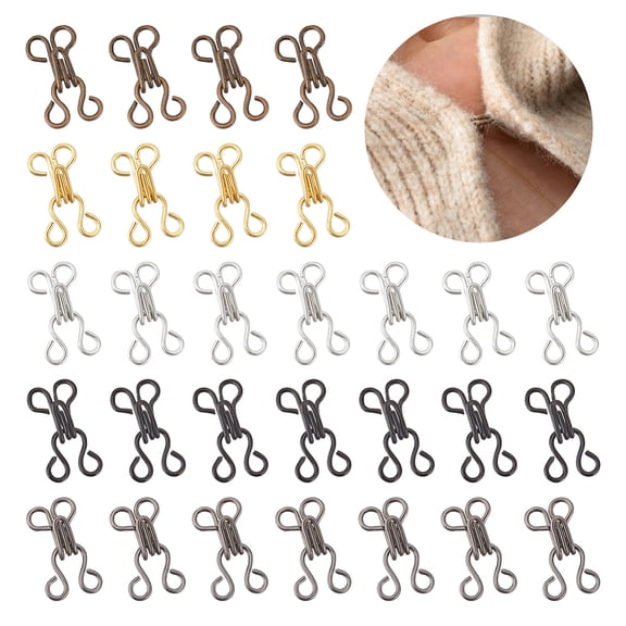 200 Sets 5 Colors Brass Garment Hook and Eye 12mm Mini Sewing Hooks and Eyes Closure Hook and Eye Latch DIY