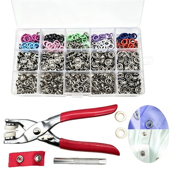 200 Sets 9.5mm Hollow Metal Snap Buttons Kit, 10 Colors, Snaps Fasteners with Press Pliers Tool for Sewing DIY Crafting