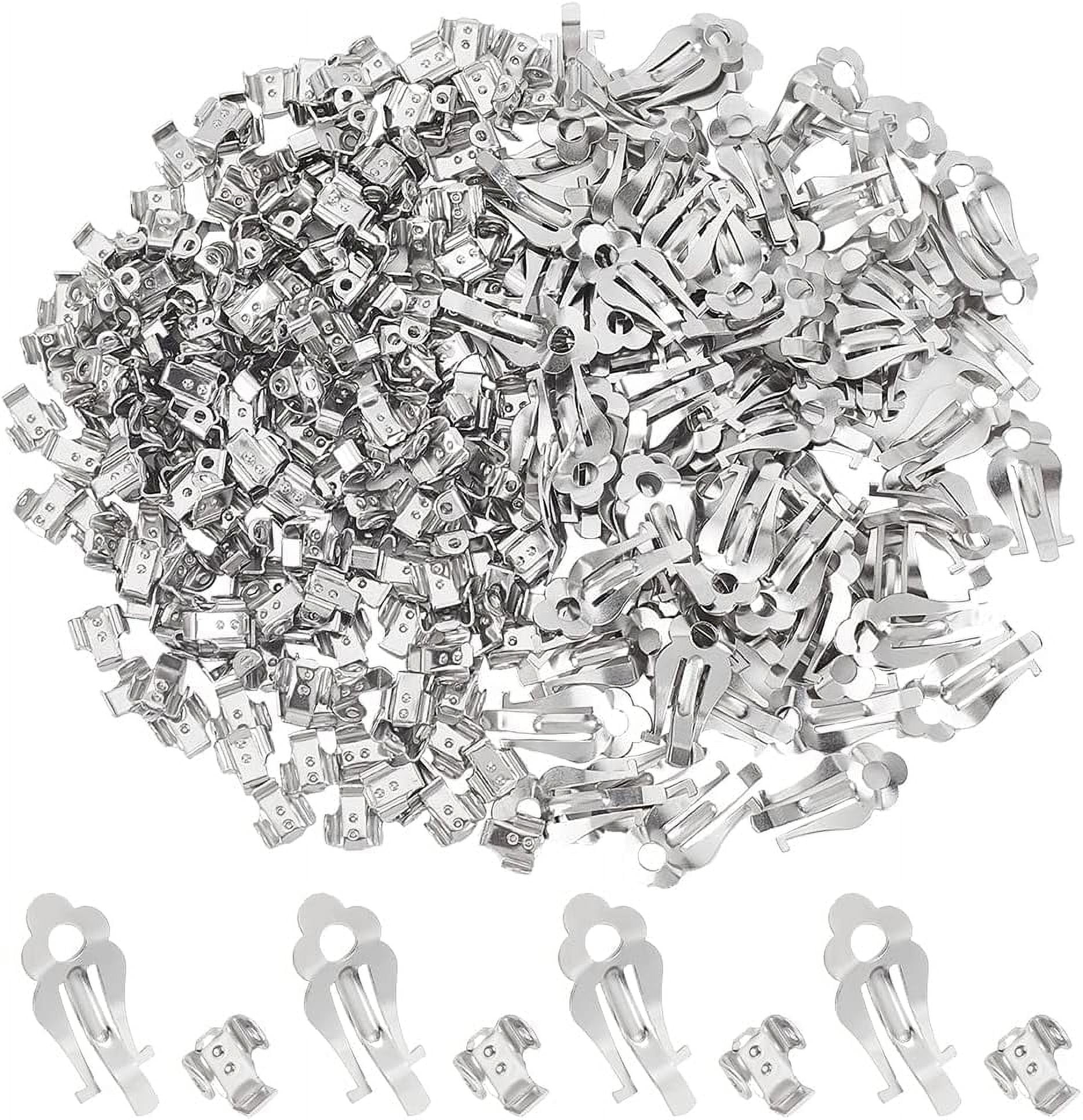 200 Sets Clipon Earring Findings Stainless Steel Round Flat Back Tray