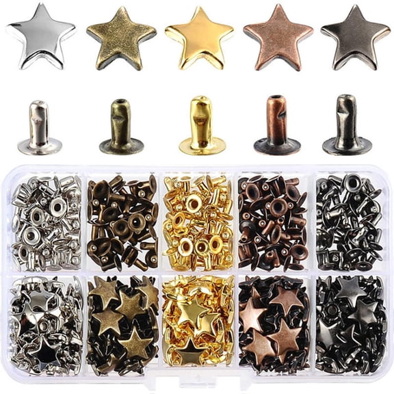 200 Sets Leather Star Rivets, Studs Spikes Craft Repair Nails DIY Rivets Clothing Shoes Belts